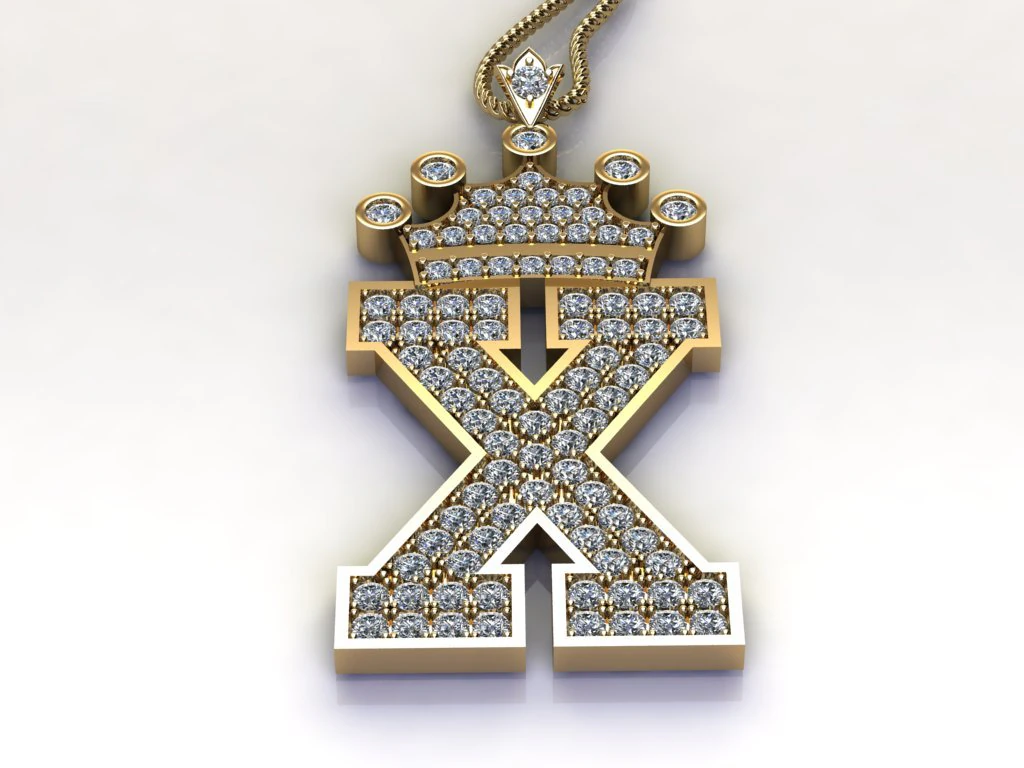 Alphabets letter X pendant 3D Model .c4d .max .obj .3ds .fbx .stl .blend 