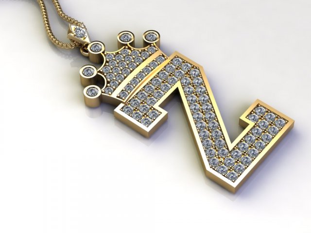 Alphabets letter Z pendant 3D मॉडल .c4d .max .obj .3ds .fbx .stl .blend 