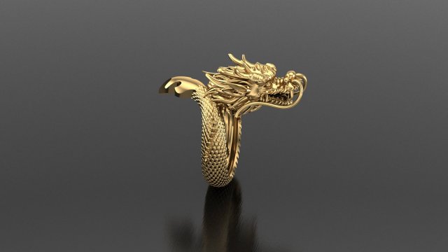 Man Ring Cad File Dragon Ring 3D 打印模型 .c4d .max .obj .3ds .fbx .stl .blend 