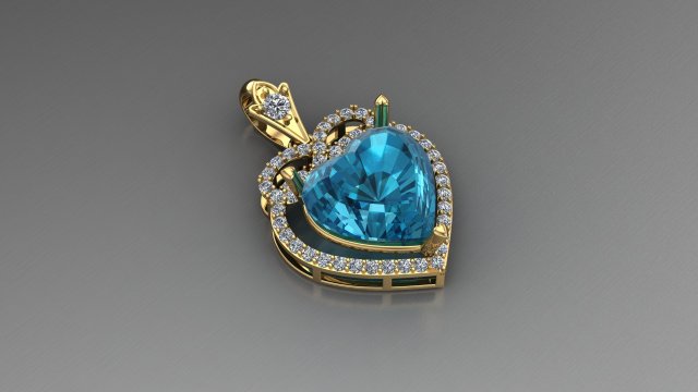 Heart Pendant Cad File 3D 프린트 모델 .c4d .max .obj .3ds .fbx .stl .blend 