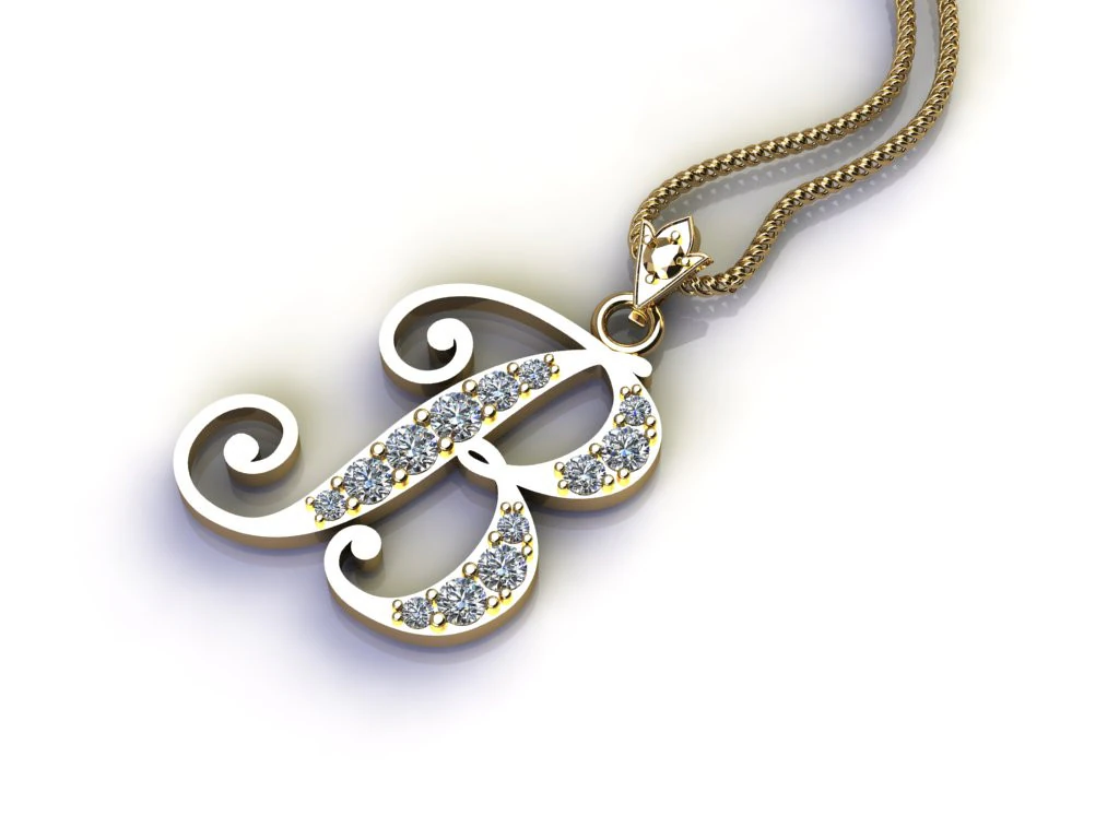 B Letter Alphabet Pendant Cad For Sell 3D Print Model .c4d .max .obj .3ds .fbx .stl .blend 