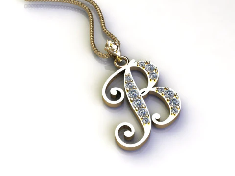 B Letter Alphabet Pendant Cad For Sell 3D Print Model