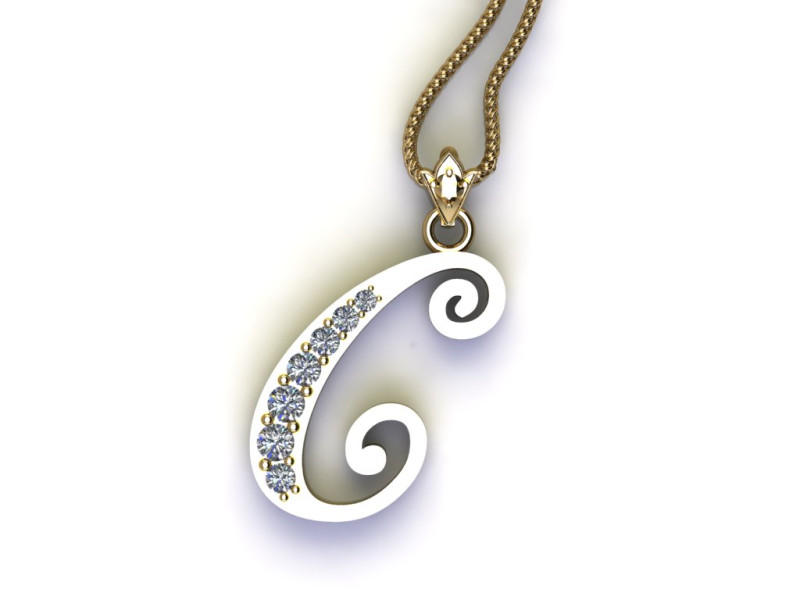 C Letter Alphabet Pendant Cad For Sell Modelo de Impressão 3D .c4d .max .obj .3ds .fbx .stl .blend 