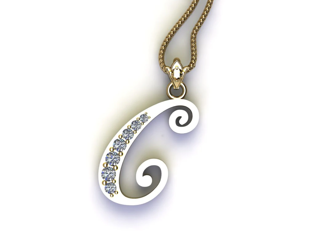 C Letter Alphabet Pendant Cad For Sell 3D Print Model .c4d .max .obj .3ds .fbx .stl .blend