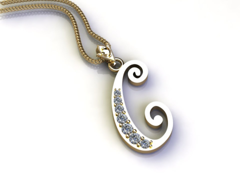 C Letter Alphabet Pendant Cad For Sell Modelo de Impressão 3D