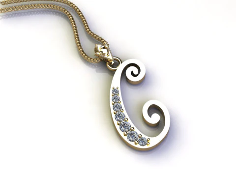 C Letter Alphabet Pendant Cad For Sell 3D Print Model