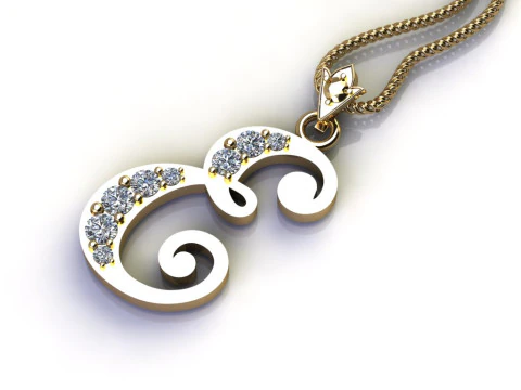 Подвеска с буквой E и алфавитом Cad на продажу 3D Принт Модель