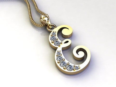 E Letter Alphabet Pendant Cad For Sell 3D Принт Модель