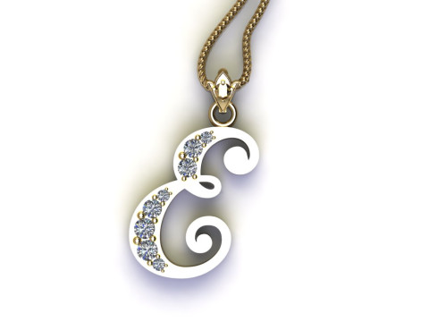 E Letter Alphabet Pendant Cad For Sell 3D Принт Модель