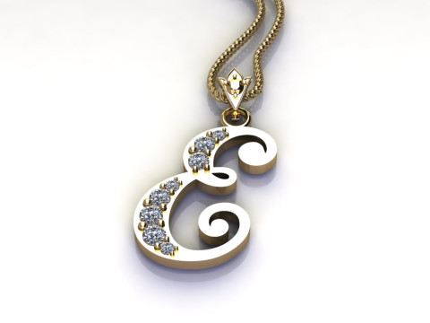 E Letter Alphabet Pendant Cad For Sell 3D Принт Модель