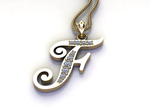 F Letter Alphabet Pendant Cad For Sell 3D Baskı Modeli