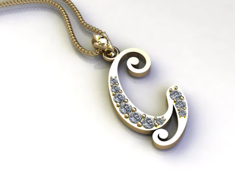 Liontin Huruf Alfabet G Cad Dijual Model Cetak 3D