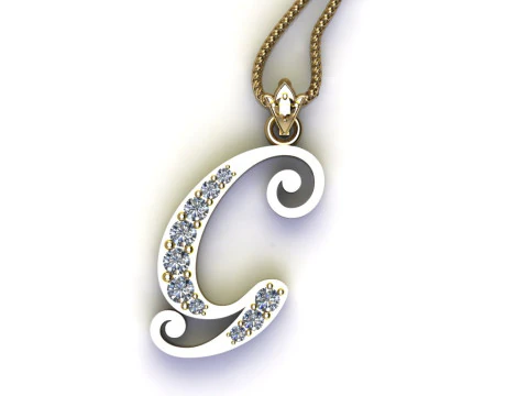 Liontin Huruf Alfabet G Cad Dijual Model Cetak 3D