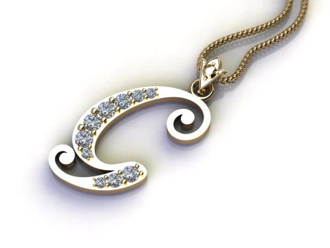 Liontin Huruf Alfabet G Cad Dijual Model Cetak 3D