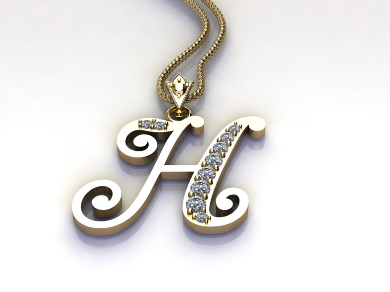H Letter Alphabet Pendant Cad For Sell 3D 프린트 모델 .c4d .max .obj .3ds .fbx .stl .blend 