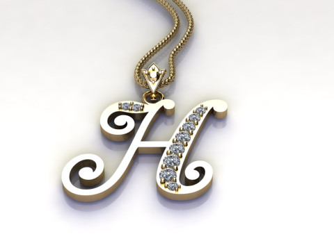 H Letter Alphabet Pendant Cad For Sell Modelo de Impressão 3D