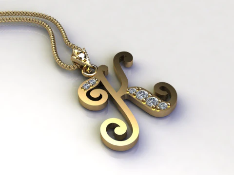 K Letter Alphabet Pendant Cad For Sell 3D Print Model
