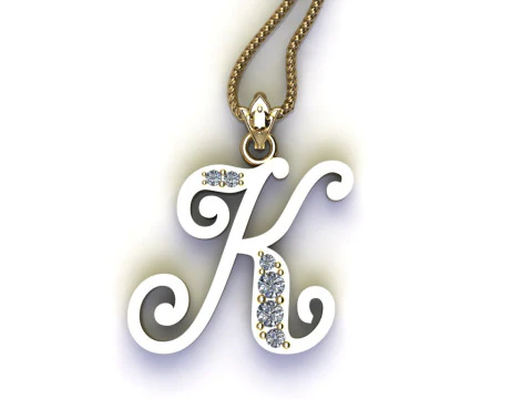 K Letter Alphabet Pendant Cad For Sell 3D Print Model