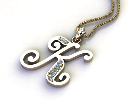 K Letter Alphabet Pendant Cad For Sell 3D Print Model