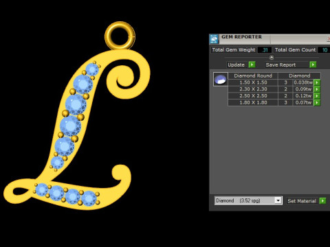 L Letter Alphabet Pendant Cad For Sell Model do druku 3D