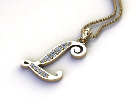 L Letter Alphabet Pendant Cad For Sell Model do druku 3D