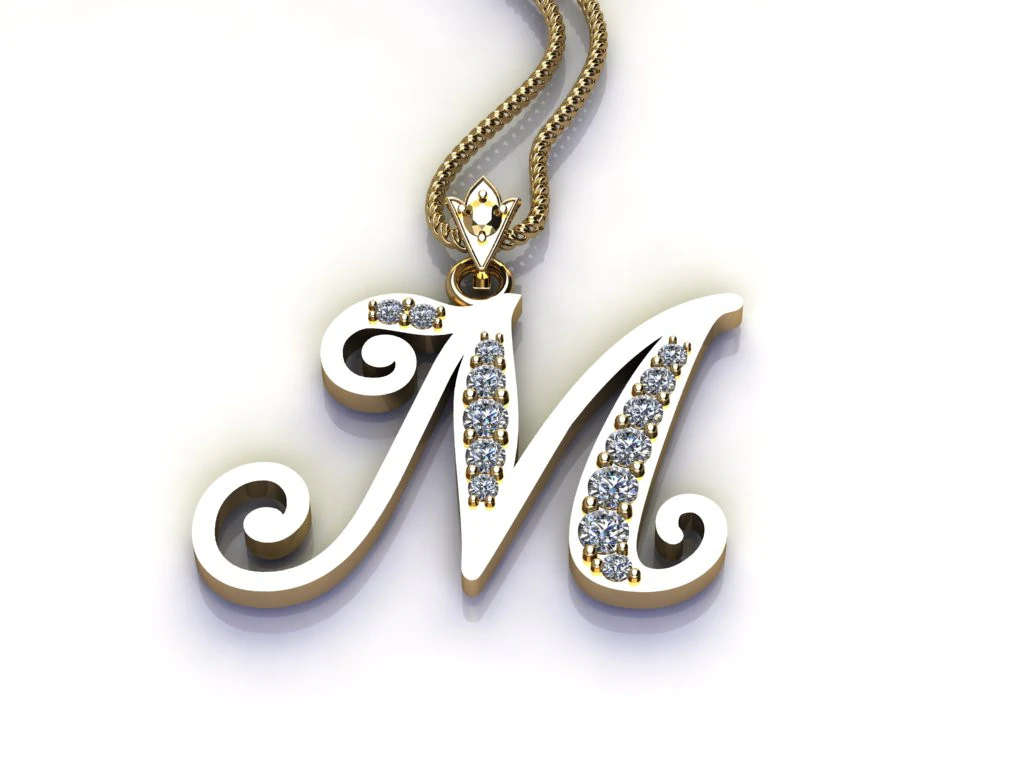 M Letter Alphabet Pendant Cad For Sell 3D Print Model .c4d .max .obj .3ds .fbx .stl .blend 