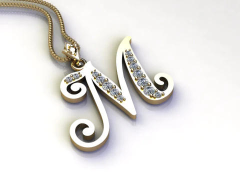 M Letter Alphabet Pendant Cad For Sell 3D Print Model