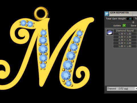 M Letter Alphabet Pendant Cad For Sell 3D Print Model