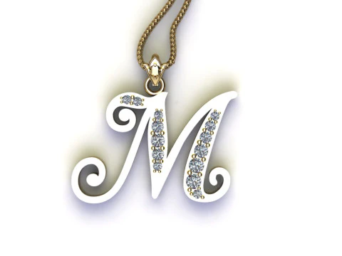 M Letter Alphabet Pendant Cad For Sell 3D Print Model