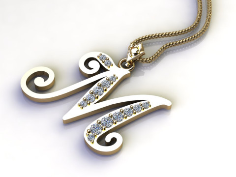 M Letter Alphabet Pendant Cad For Sell 3D 프린트 모델