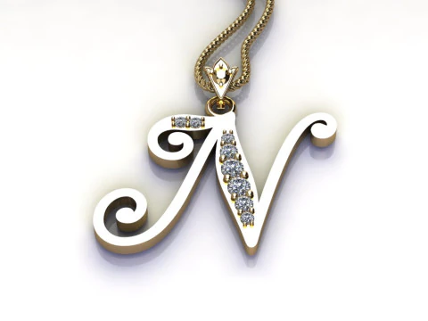 N Harfi Alfabe Kolye Cad Satılık 3D Baskı Modeli