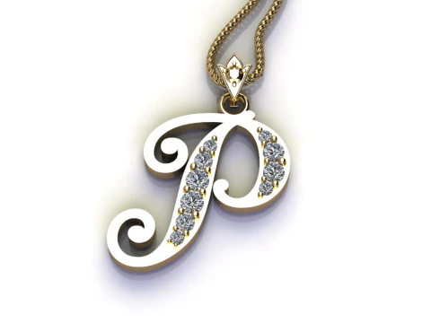 Подвеска с буквой P и алфавитом Cad на продажу 3D Принт Модель