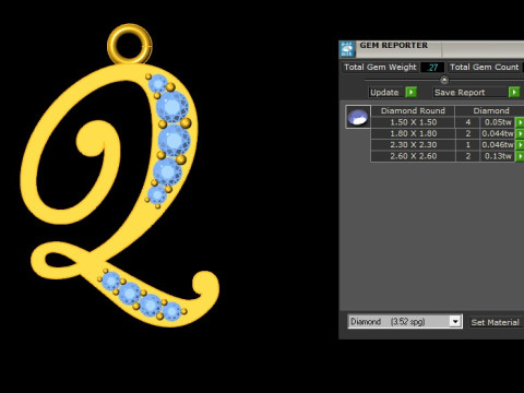 Q Letter Alphabet Pendant Cad For Sell 3D 프린트 모델