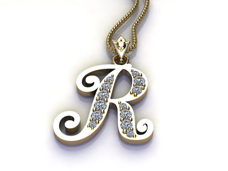 R Letter Alphabet Pendant Cad For Sell Modèles 3D en vedette .c4d .max .obj .3ds .fbx .stl .blend 