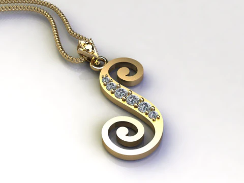S Letter Alphabet Pendant Cad For Sell 3D Print Model