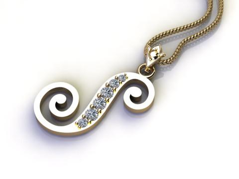S Letter Alphabet Pendant Cad For Sell Model Cetak 3D