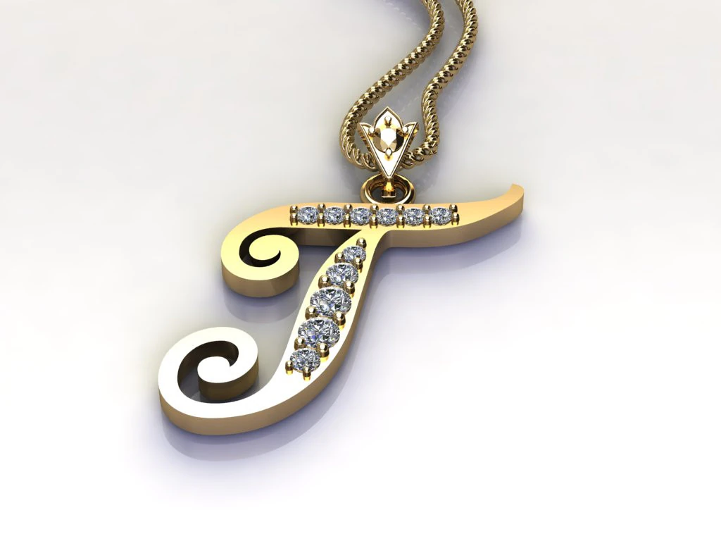 T Letter Alphabet Pendant Cad For Sell 3D Print Model .c4d .max .obj .3ds .fbx .stl .blend 