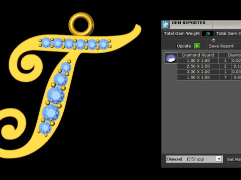 T Letter Alphabet Pendant Cad For Sell Model do druku 3D