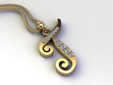 T Letter Alphabet Pendant Cad For Sell 3D Print Model