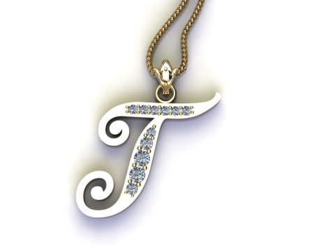 T Letter Alphabet Pendant Cad For Sell Model do druku 3D
