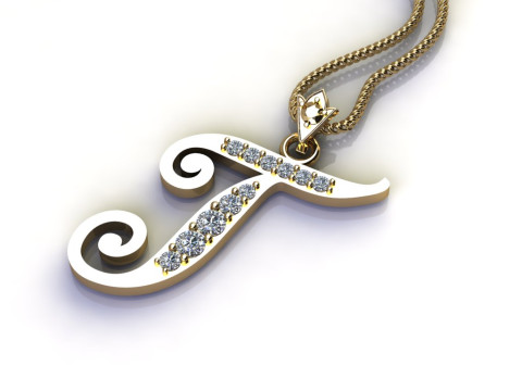 T Letter Alphabet Pendant Cad For Sell Model do druku 3D
