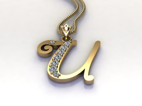 U Letter Alphabet Pendant Cad For Sell 3D प्रिंट मॉडल