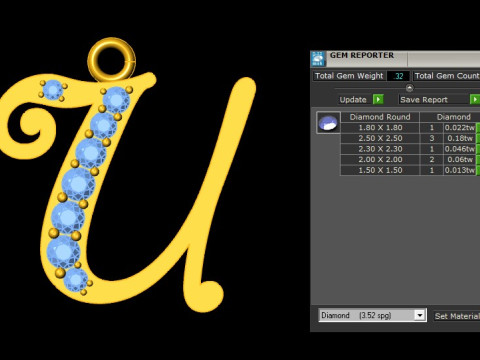 U Letter Alphabet Pendant Cad For Sell 3D 프린트 모델