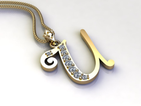 U Letter Alphabet Pendant Cad For Sell 3D 프린트 모델