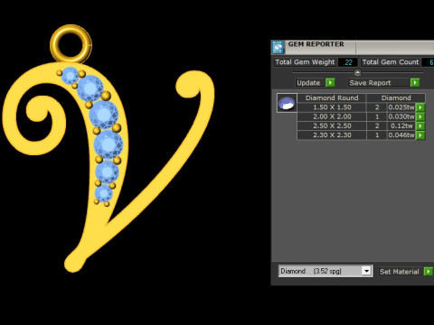 V Letter Alphabet Pendant Cad For Sell 3D प्रिंट मॉडल
