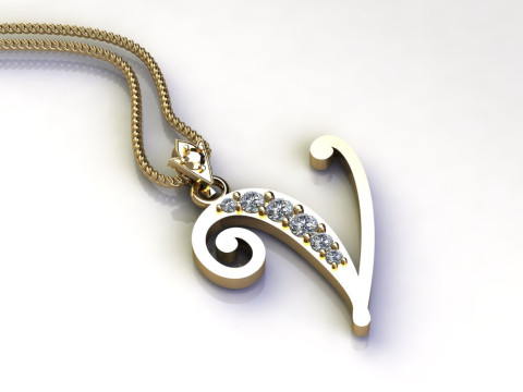 V Letter Alphabet Pendant Cad For Sell 3D प्रिंट मॉडल