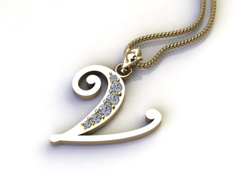 V Letter Alphabet Pendant Cad For Sell 3D प्रिंट मॉडल