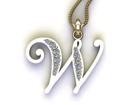 W Letter Alphabet Pendant Cad For Sell 3D-printmodel