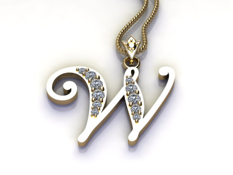 W Letter Alphabet Pendant Cad For Sell 3D-printmodel