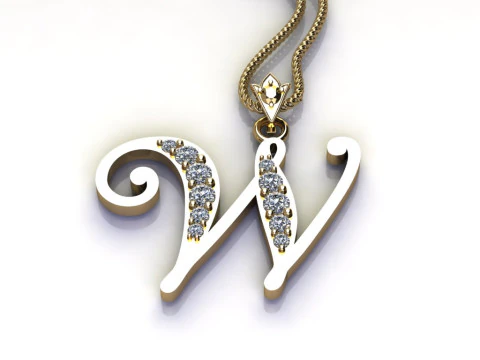 W Letter Alphabet Pendant Cad For Sell 3D Print Model